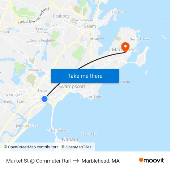 Market St @ Commuter Rail to Marblehead, MA map