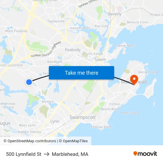 500 Lynnfield St to Marblehead, MA map