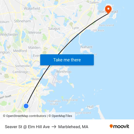 Seaver St @ Elm Hill Ave to Marblehead, MA map