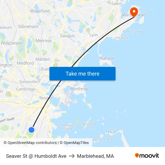 Seaver St @ Humboldt Ave to Marblehead, MA map