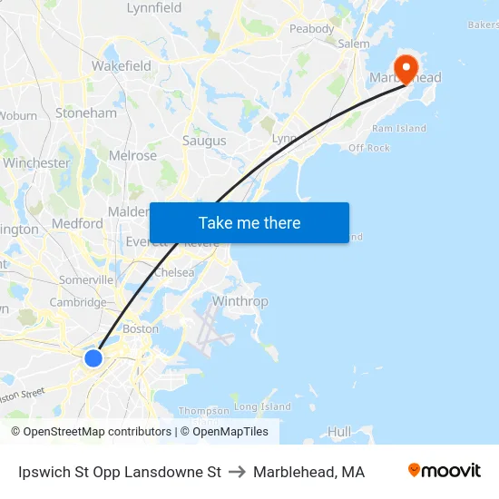 Ipswich St Opp Lansdowne St to Marblehead, MA map