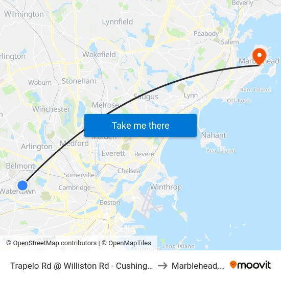 Trapelo Rd @ Williston Rd - Cushing Square to Marblehead, MA map