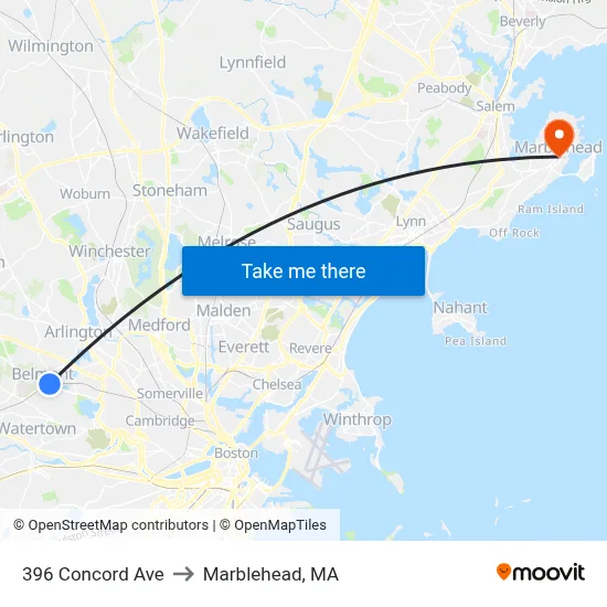 396 Concord Ave to Marblehead, MA map