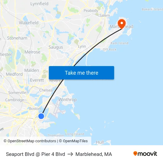 Seaport Blvd @ Pier 4 Blvd to Marblehead, MA map