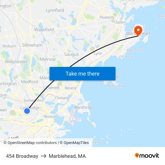 454 Broadway to Marblehead, MA map