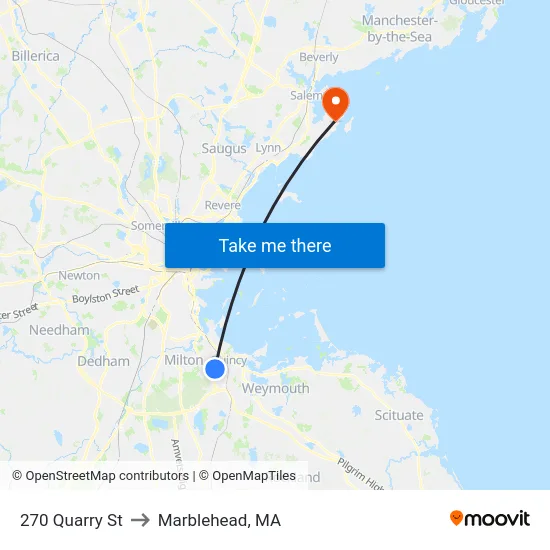 270 Quarry St to Marblehead, MA map