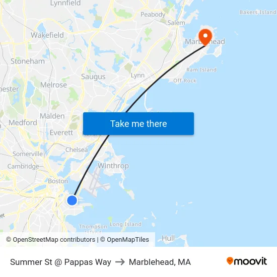 Summer St @ Pappas Way to Marblehead, MA map
