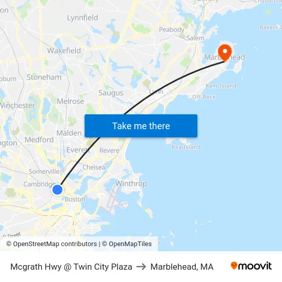 Mcgrath Hwy @ Twin City Plaza to Marblehead, MA map