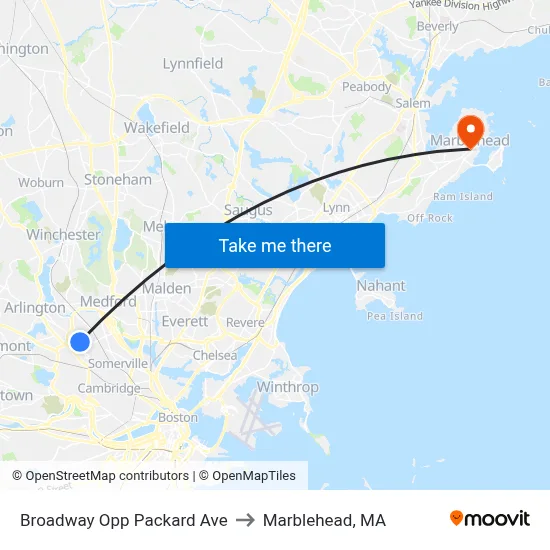 Broadway Opp Packard Ave to Marblehead, MA map