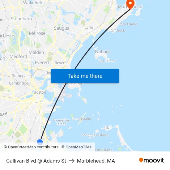Gallivan Blvd @ Adams St to Marblehead, MA map