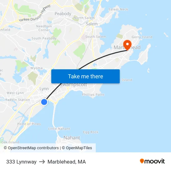 333 Lynnway to Marblehead, MA map