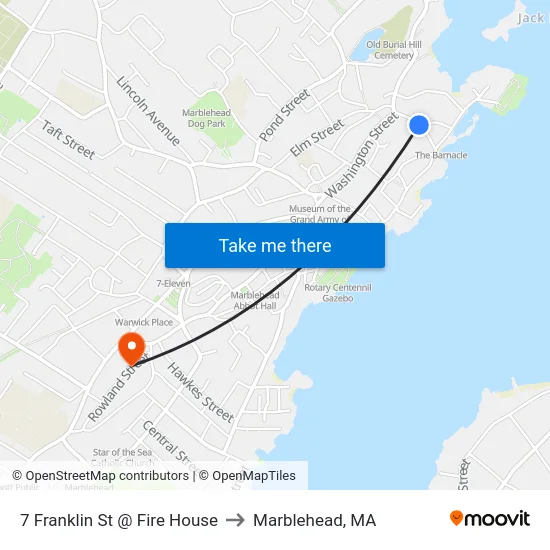 7 Franklin St @ Fire House to Marblehead, MA map
