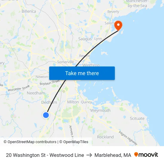 20 Washington St - Westwood Line to Marblehead, MA map