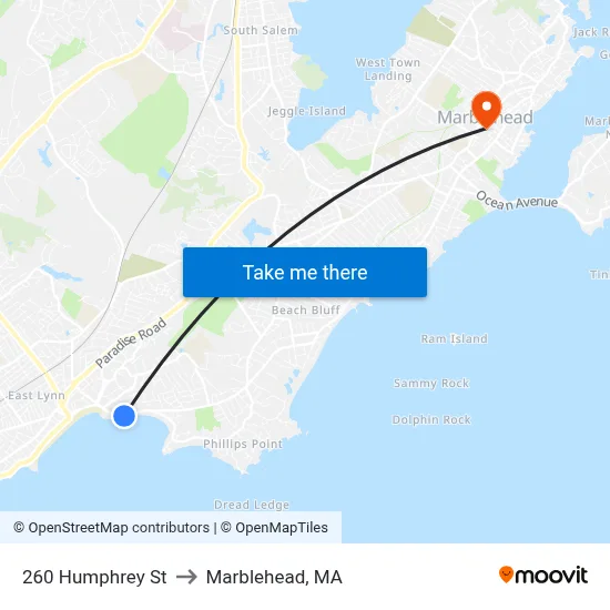 260 Humphrey St to Marblehead, MA map