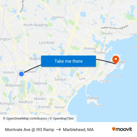Montvale Ave @ I93 Ramp to Marblehead, MA map