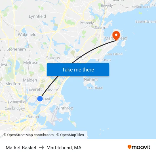 Market Basket to Marblehead, MA map