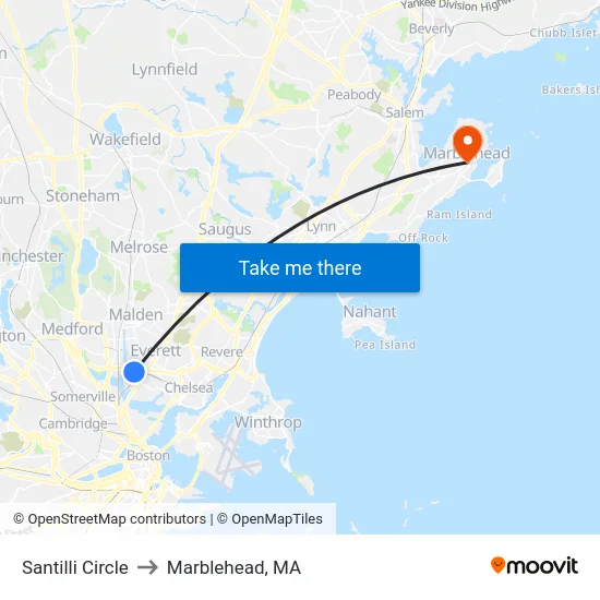 Santilli Circle to Marblehead, MA map