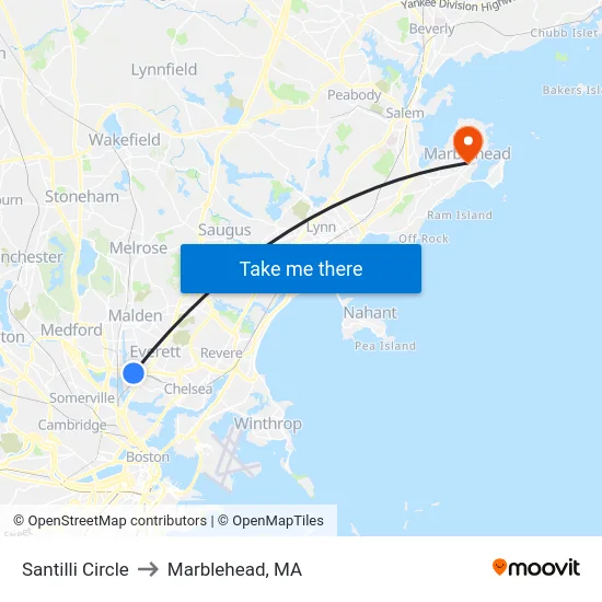 Santilli Circle to Marblehead, MA map