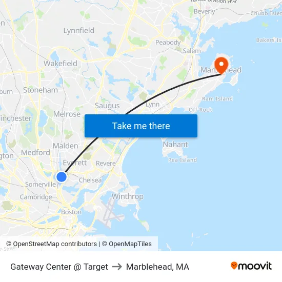 Gateway Center @ Target to Marblehead, MA map