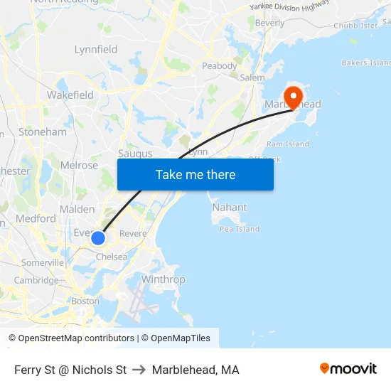Ferry St @ Nichols St to Marblehead, MA map