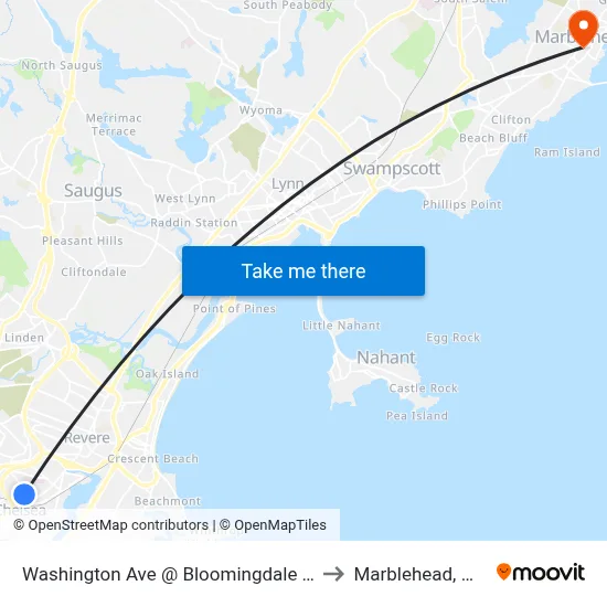 Washington Ave @ Bloomingdale St to Marblehead, MA map