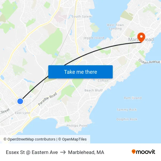 Essex St @ Eastern Ave to Marblehead, MA map