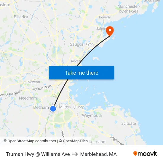 Truman Hwy @ Williams Ave to Marblehead, MA map