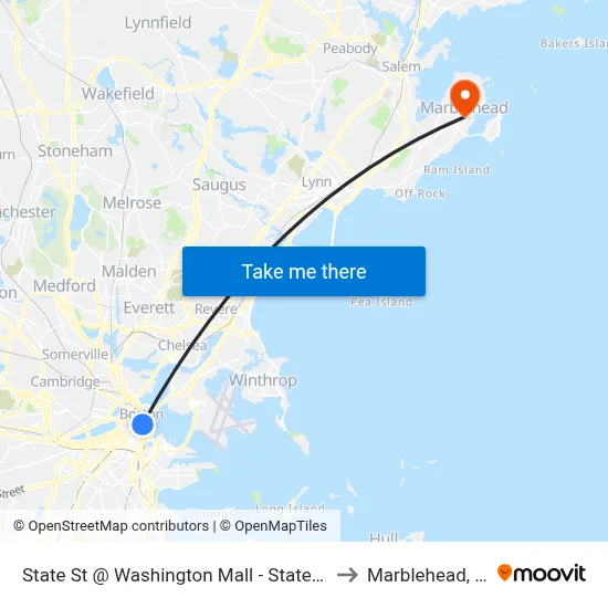 State St @ Washington Mall - State St Sta to Marblehead, MA map