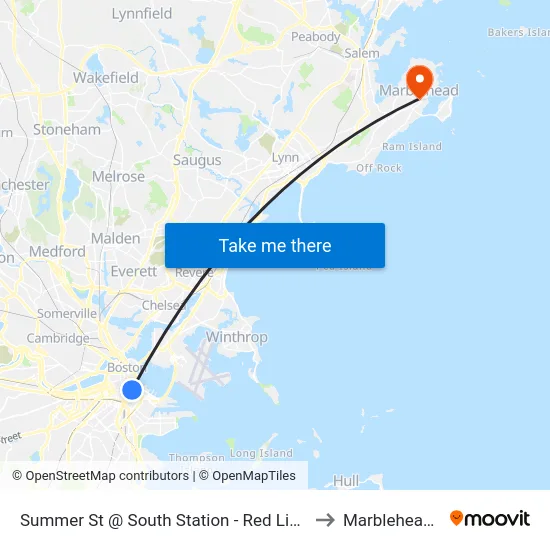 Summer St @ South Station - Red Line Entrance to Marblehead, MA map