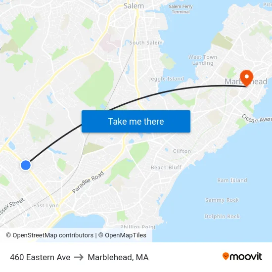 460 Eastern Ave to Marblehead, MA map