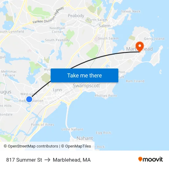 817 Summer St to Marblehead, MA map