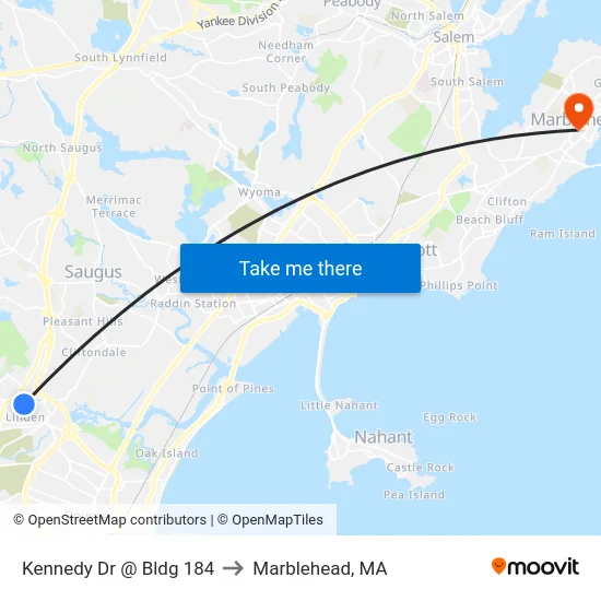Kennedy Dr @ Bldg 184 to Marblehead, MA map