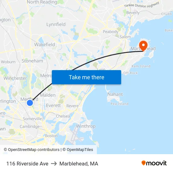 116 Riverside Ave to Marblehead, MA map
