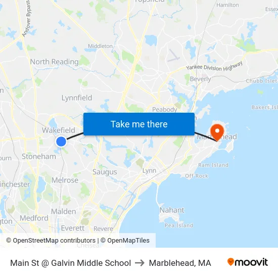 Main St @ Galvin Middle School to Marblehead, MA map