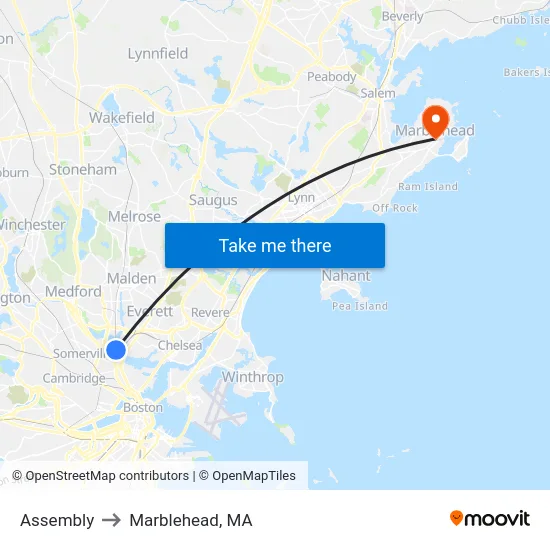 Assembly to Marblehead, MA map