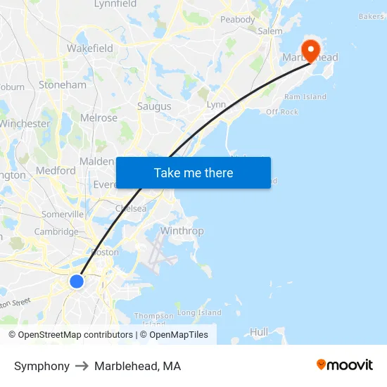 Symphony to Marblehead, MA map