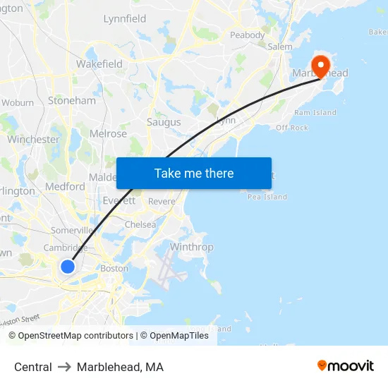 Central to Marblehead, MA map