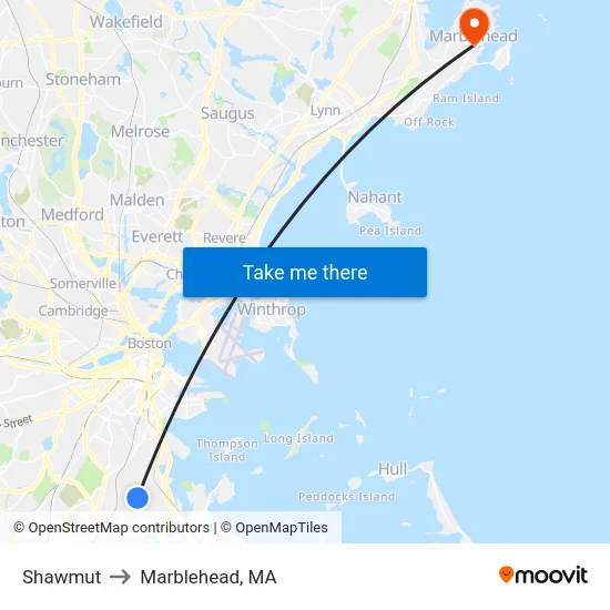 Shawmut to Marblehead, MA map