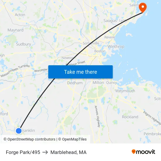 Forge Park/495 to Marblehead, MA map