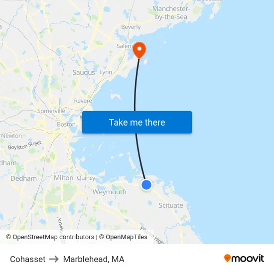 Cohasset to Marblehead, MA map