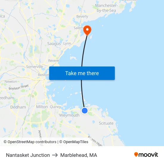 Nantasket Junction to Marblehead, MA map