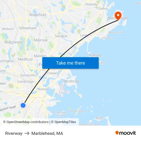 Riverway to Marblehead, MA map