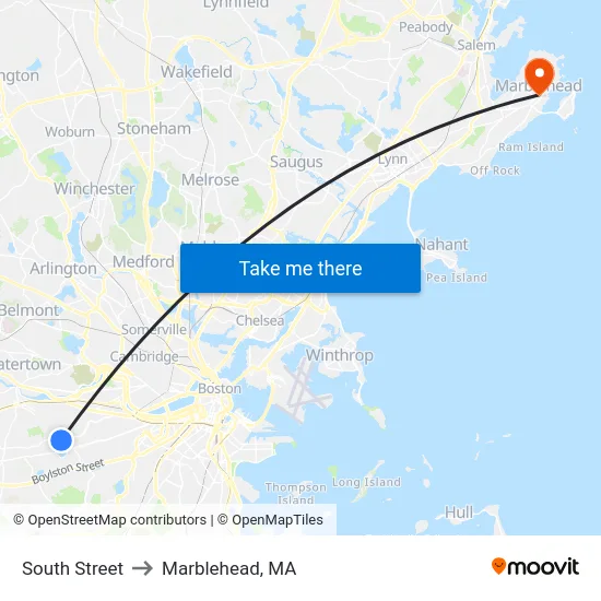 South Street to Marblehead, MA map