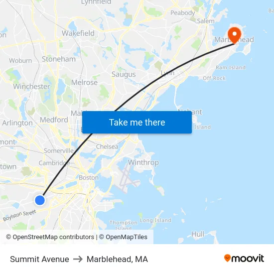 Summit Avenue to Marblehead, MA map