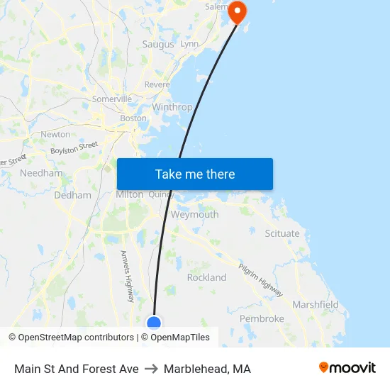 Main St And Forest Ave to Marblehead, MA map