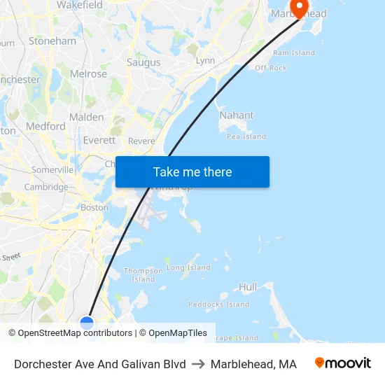 Dorchester Ave And Galivan Blvd to Marblehead, MA map