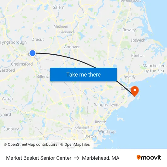 Market Basket Senior Center to Marblehead, MA map