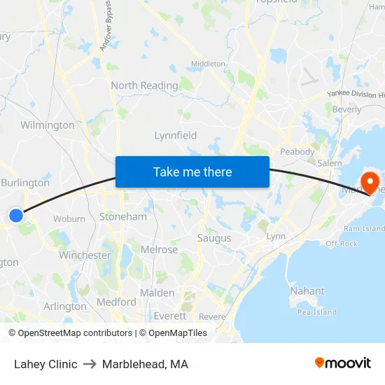 Lahey Clinic to Marblehead, MA map