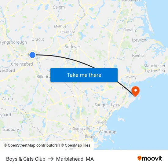 Boys & Girls Club to Marblehead, MA map