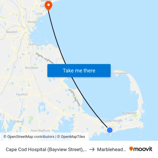 Cape Cod Hospital (Bayview Street), Hyannis to Marblehead, MA map